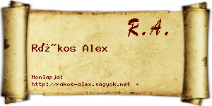 Rákos Alex névjegykártya