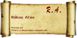 Rákos Alex névjegykártya